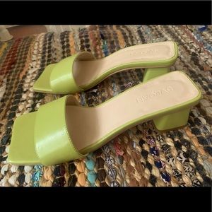 Alohas Squared Acid Green Vegan Leather Sandals